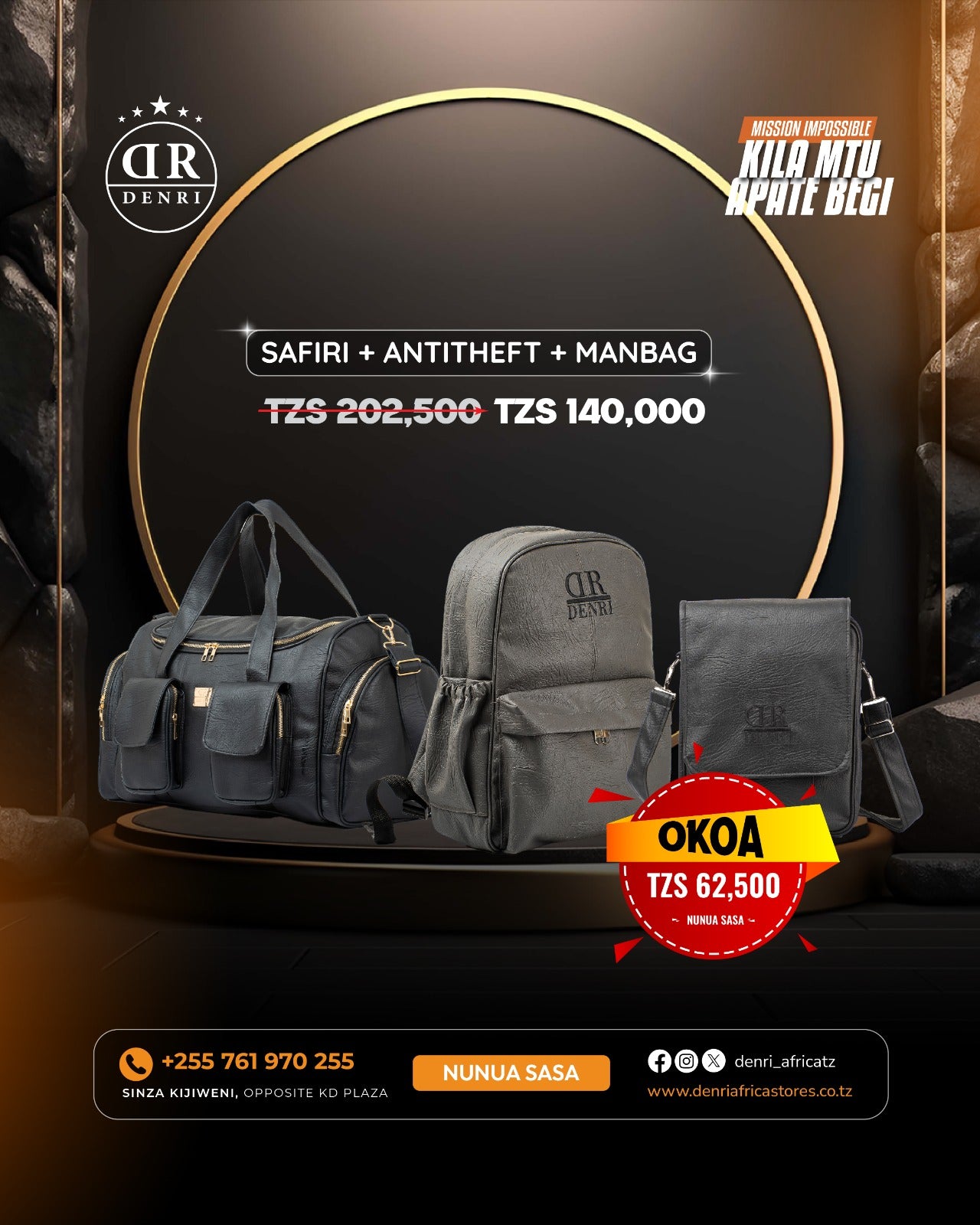 Safiri Travel + Antitheft Backpack + Manbag