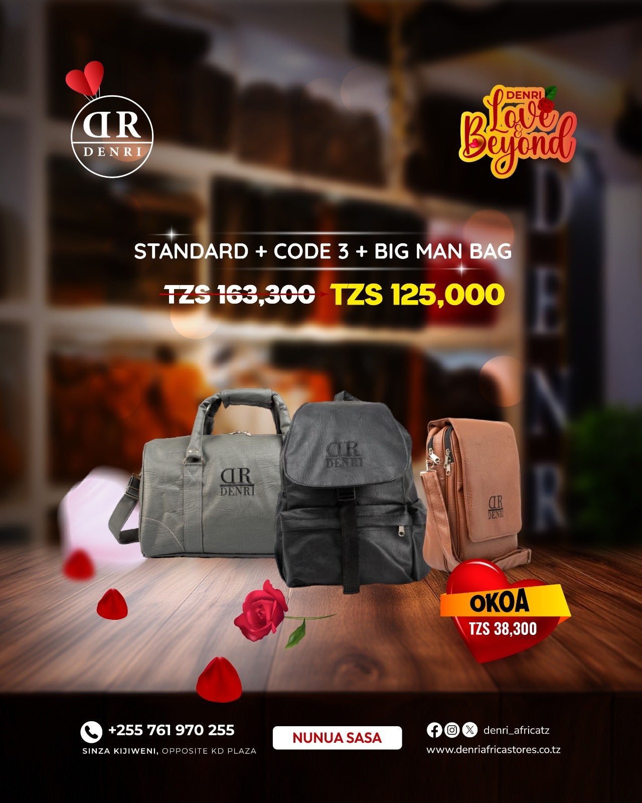 Standard Travel Bag + Denri Laptop Backpack + Big Manbag