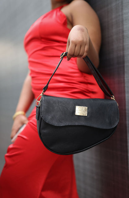 Denri Montana Sling Bag | Vegan Leather Saddle Bag – Women’s Curved Crossbody Handbag with Adjustable Strap