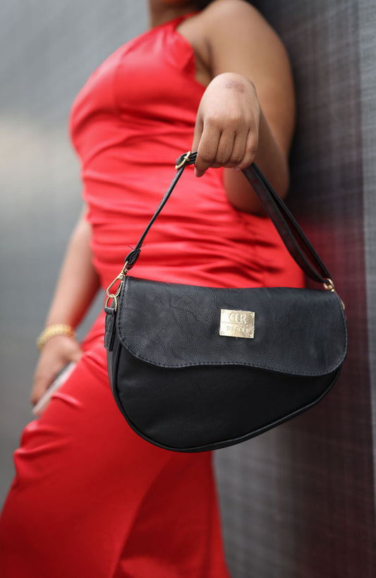 Denri Montana Sling Bag | Vegan Leather Saddle Bag – Women’s Curved Crossbody Handbag with Adjustable Strap