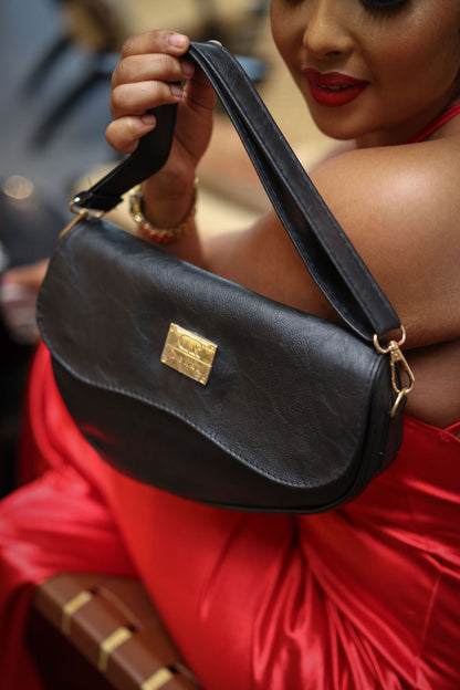 Denri Montana Sling Bag | Vegan Leather Saddle Bag – Women’s Curved Crossbody Handbag with Adjustable Strap