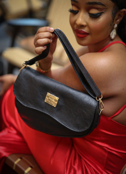 Denri Montana Sling Bag | Vegan Leather Saddle Bag – Women’s Curved Crossbody Handbag with Adjustable Strap