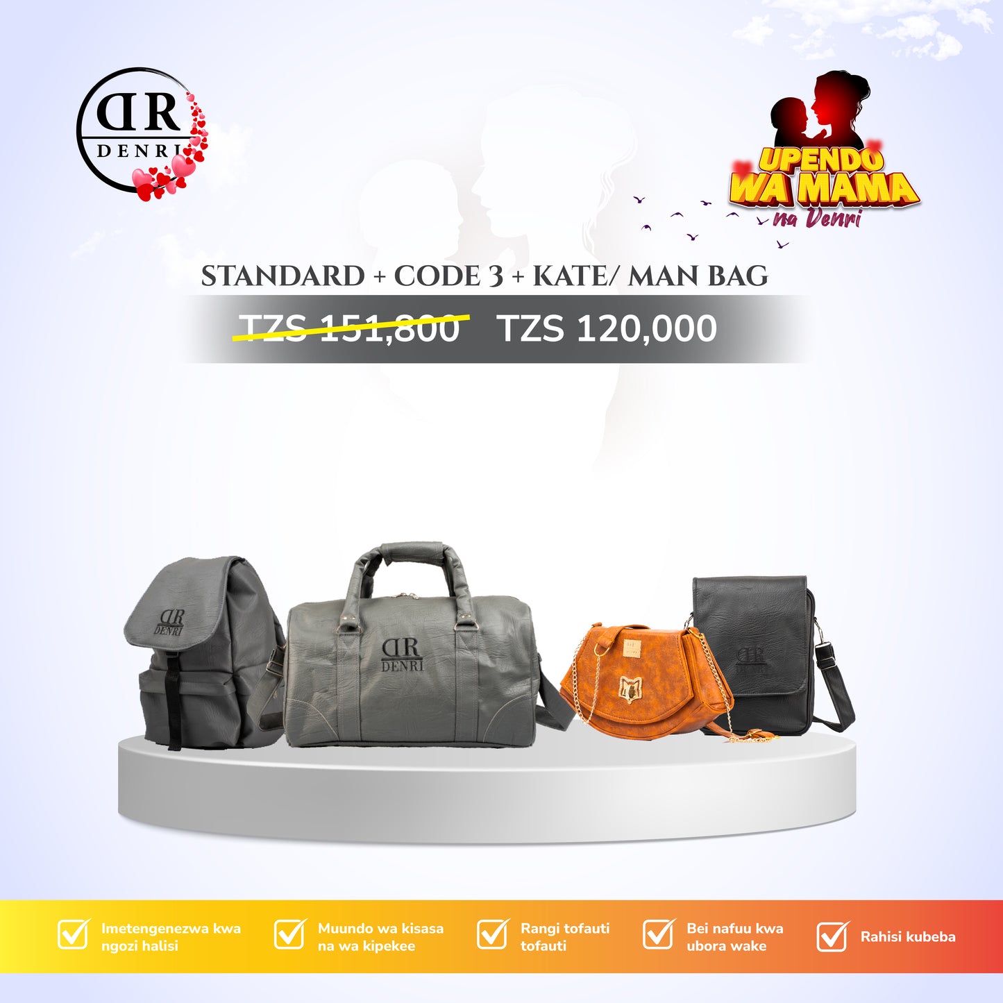 Standard + Laptop Backpack + Kate Sling or Man Bag