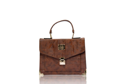 Denri Africa's Charlotte Dark Brown Handbag with Denri Metallic Logo