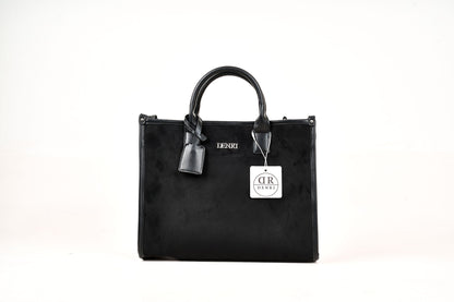 Denri | Nala Tote Bag | Dual-Texture Suede & Faux Leather Tote | Gold Hardware, Laptop-Ready