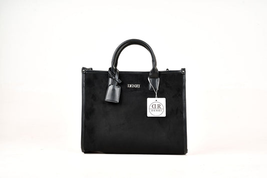 Denri | Nala Tote Bag | Dual-Texture Suede & Faux Leather Tote | Gold Hardware, Laptop-Ready