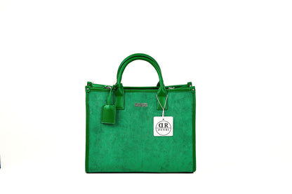 Denri | Nala Tote Bag | Dual-Texture Suede & Faux Leather Tote | Gold Hardware, Laptop-Ready