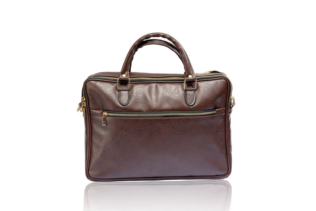 Denri Africa's dark brown Denri Sleek Professional Legacy Briefcase. Premium office briefcase, 15-inch laptop work bag, stylish vegan leather design.
