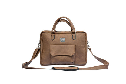 Denri Africa's brown Denri Sleek Professional Legacy Briefcase. Executive laptop bag, durable vegan leather briefcase, corporate work accessory.