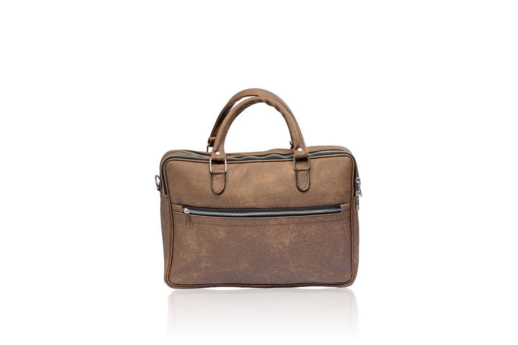 Denri Africa's brown Denri Sleek Professional Legacy Briefcase. Office laptop briefcase, vegan leather work bag, professional men's business bag.