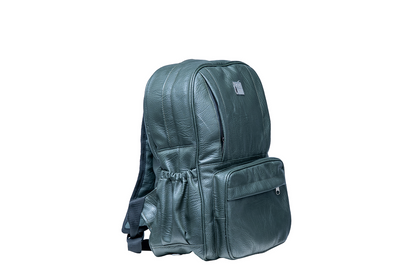 Denri Africa's Prime Men's Backpack in Quality Gray/Green Leather front view