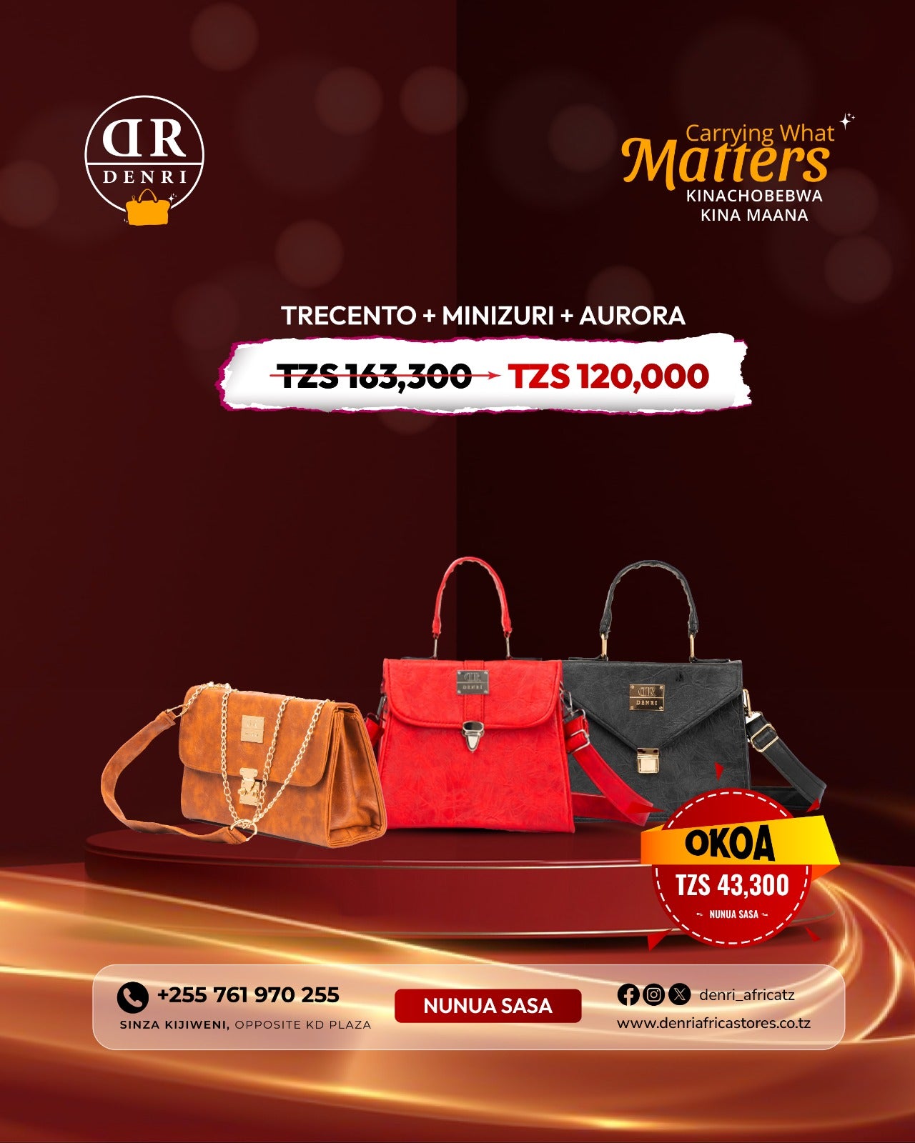Denri Trecento + Mini Zuri Handbag + Aurora Handbag