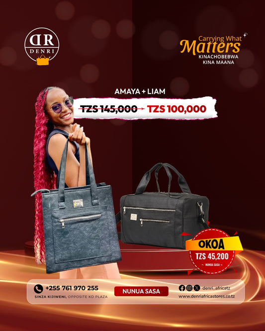 Denri Africa Amaya hand bag and Denri Africa Liam Travel Bag offer combo. 