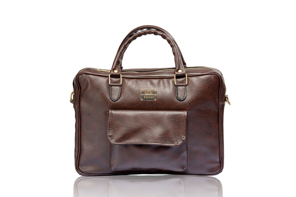 Denri Africa's dark brown Denri Sleek Professional Legacy Briefcase. Business laptop carrier, executive vegan leather bag, professional office style.