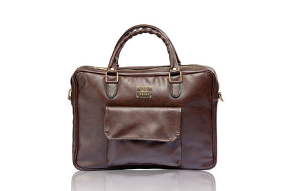 Denri Africa's dark brown Denri Sleek Professional Legacy Briefcase. Business laptop carrier, executive vegan leather bag, professional office style.