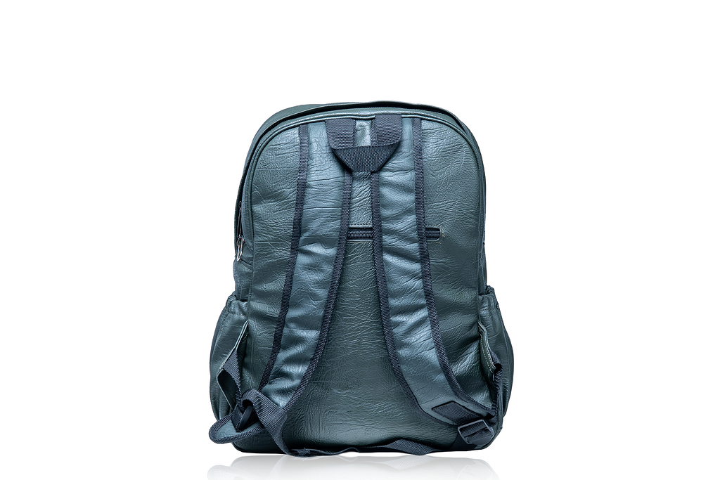Denri Africa's Prime Men's Backpack in Quality Gray/Green Leather with reinforced straps